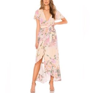 Gorgeous Spell Dress with Floral Pattern in Cream and Pink